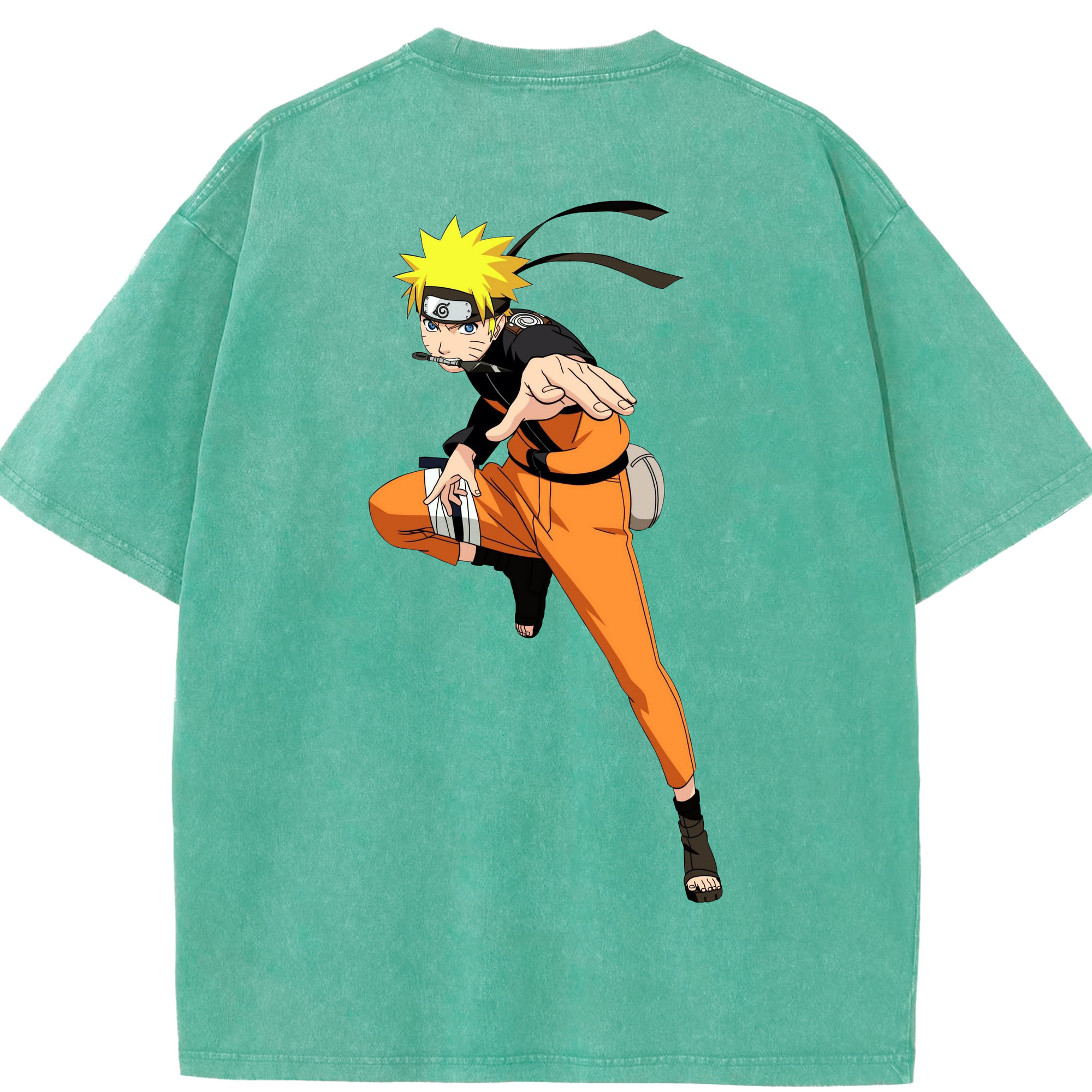 （画像用） NARUTO -ナルト- うずまき ナルト Uzumaki Naruto 綿100% ヴィンテージ風 半袖Tシャツ（背面プリント）